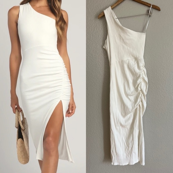 NWOT Centered on Style White One-Shoulder Bodycon Midi Dress - Picture 1 of 6